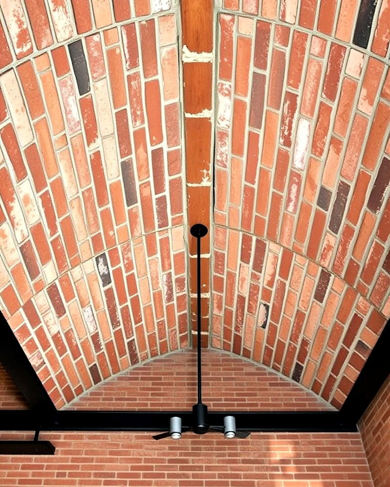 vaulted ceiling with industrial exposed brick - 40 Vaulted Ceiling Ideas