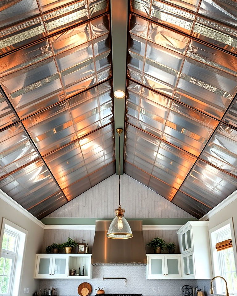 vaulted ceiling with metal panels - 25 Vaulted Ceiling Kitchen Ideas