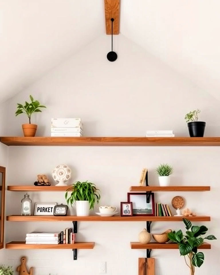 vaulted ceilings with floating shelves - 20 Open Concept Vaulted Ceiling Living Room Ideas