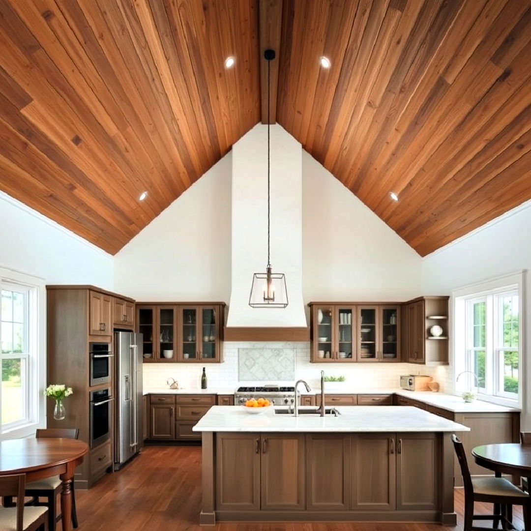 vaulted wood ceiling for kitchen - 15 Wood Ceiling Kitchen Ideas