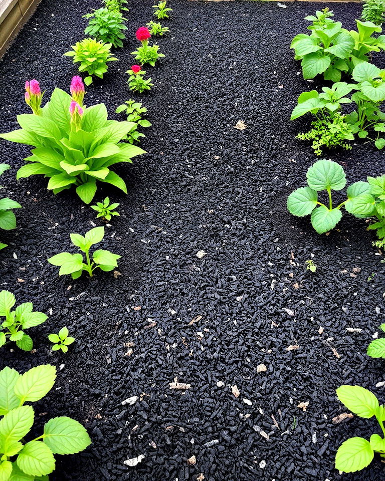 vegetable garden with black mulch landscaping - 25 Black Mulch Landscaping Ideas