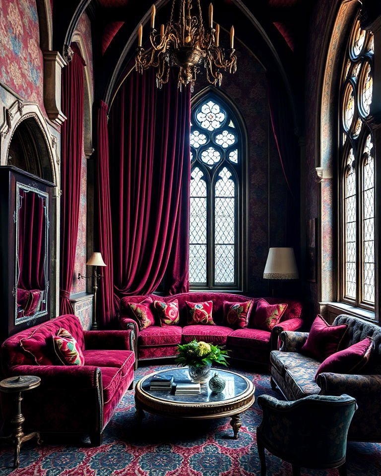 velvet and brocade fabrics to add depth - 25 Gothic Castle Ideas