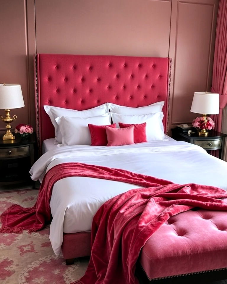 velvet and silk accents to add luxurious touch - 30 Romantic Hotel Room Ideas
