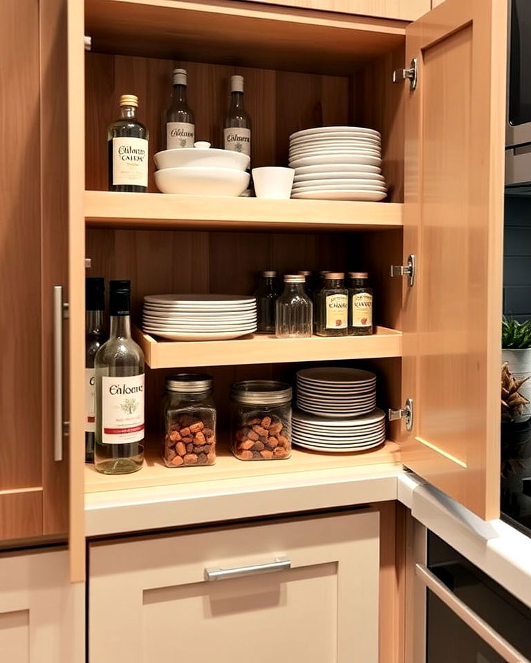 versatile adjustable shelf inserts - 40 Small Kitchen Storage Ideas