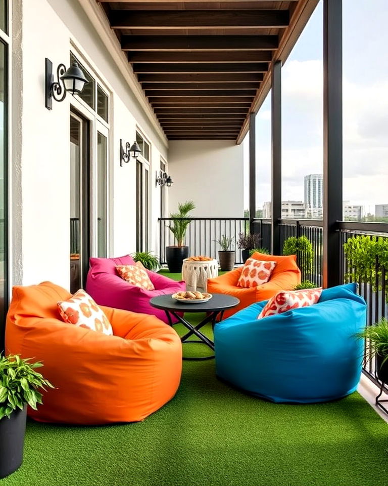 versatile bean bag chairs - 25 Balcony Seating Ideas