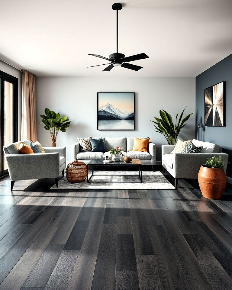 versatile black vinyl flooring - 25 Black Floor Living Room Ideas