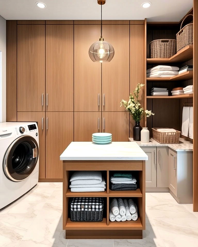 versatile compact laundry island - 30 Luxury Modern Laundry Room Ideas