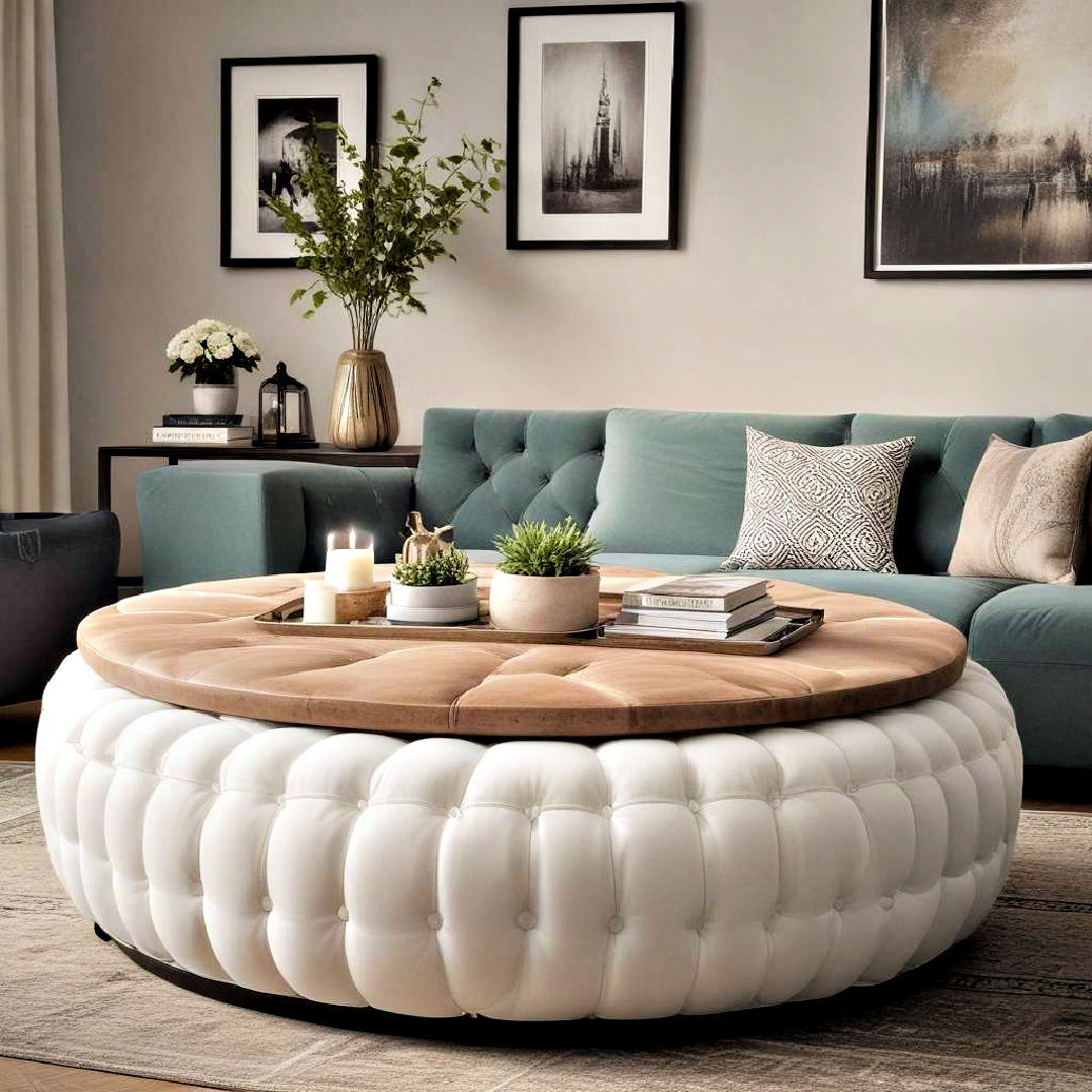 versatile cushioned ottoman - 40 living room decor ideas