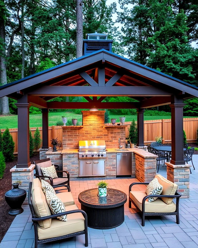 versatile dual level gazebo with outdoor kitchen - 20 Outdoor Kitchen with a Gazebo Ideas