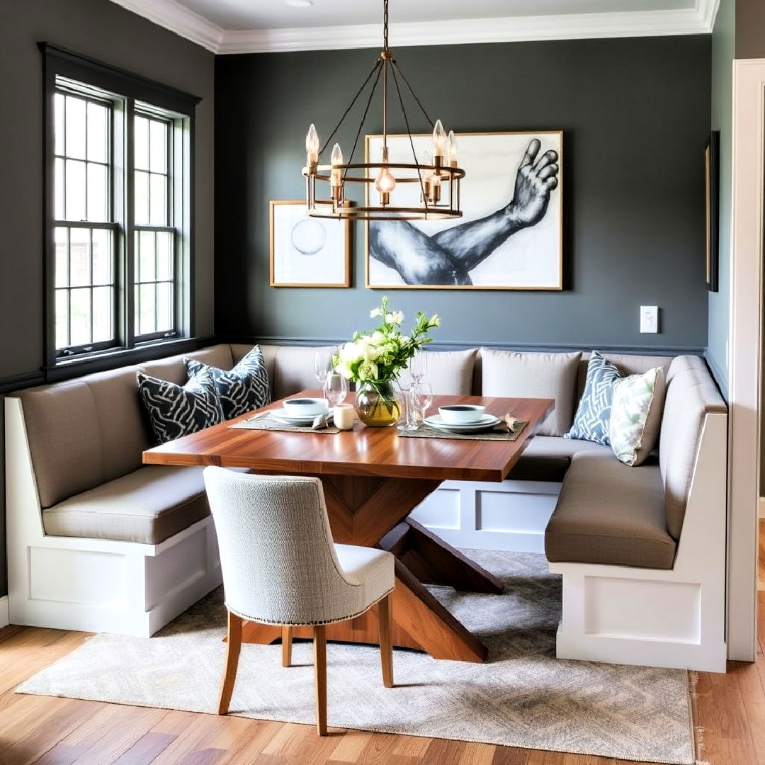 versatile extendable table for banquette seating - 40 Banquette Seating Ideas