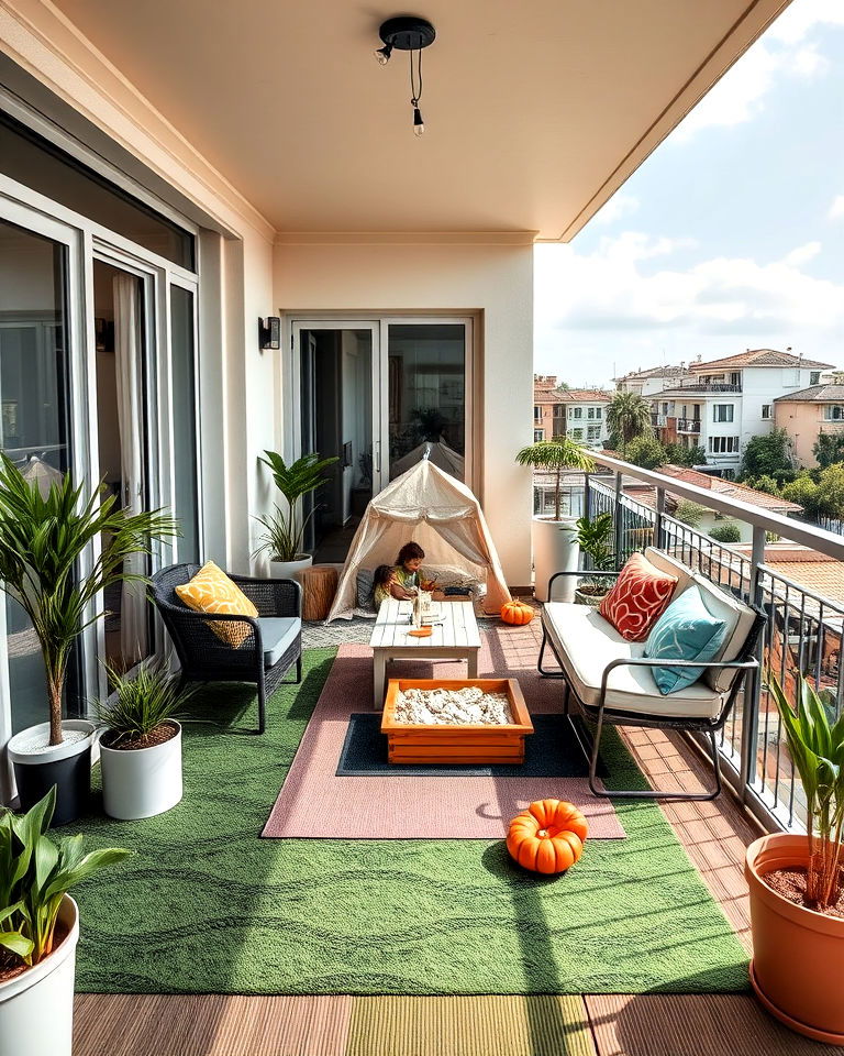 versatile family play area setup - 25 Large Balcony Ideas