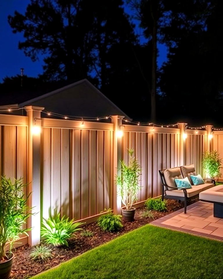 versatile fence lighting - 40 Backyard Lighting Ideas