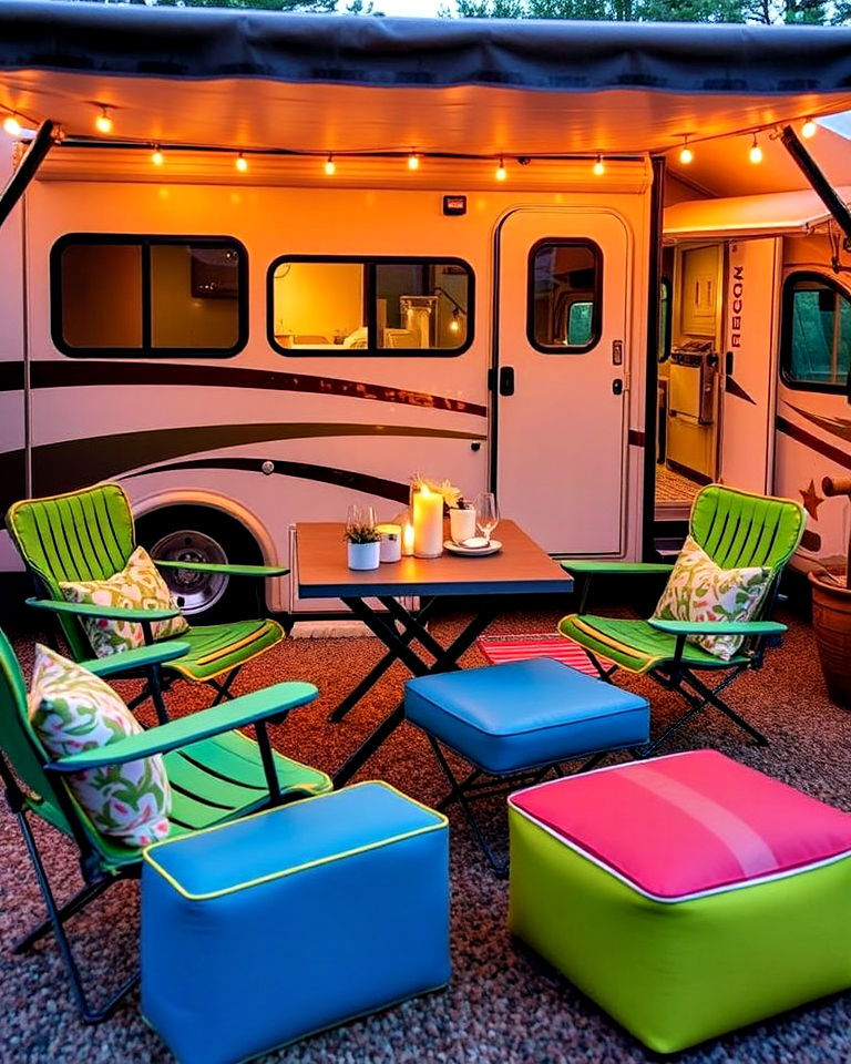 versatile foldable furniture - 30 Rv Campsite Decorating Ideas