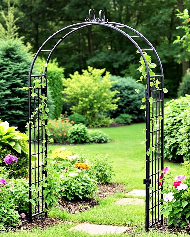 versatile freestanding metal arch arbor - 40 Garden Arbor Ideas