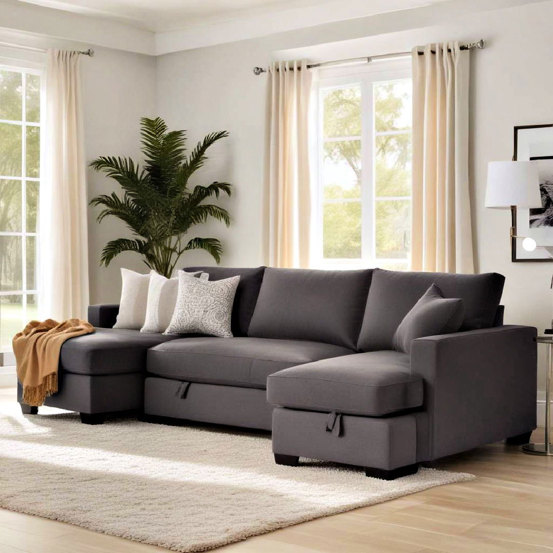 versatile grey sleeper sectional - 15 Grey Sectional Living Room Ideas