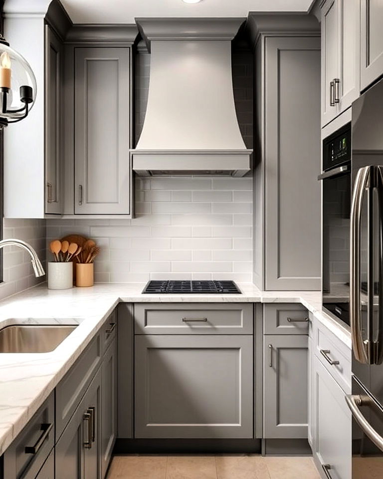 versatile look stone gray cabinets - 40 Kitchen Cabinet Color Ideas