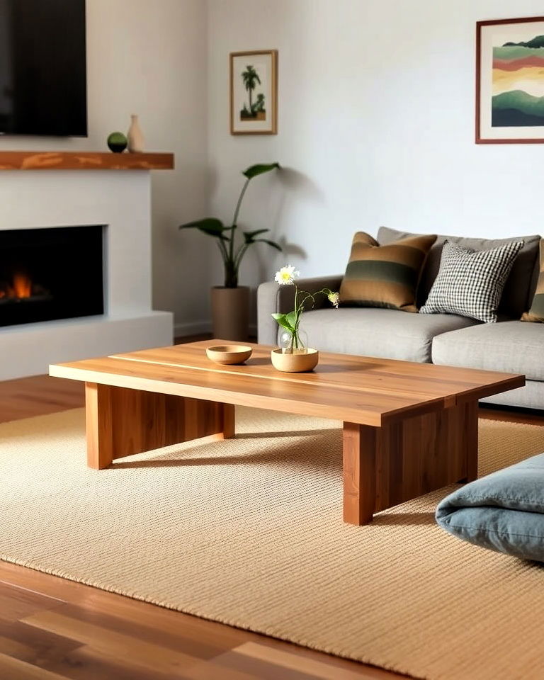 versatile low wooden coffee table - 25 Asian Living Room Ideas