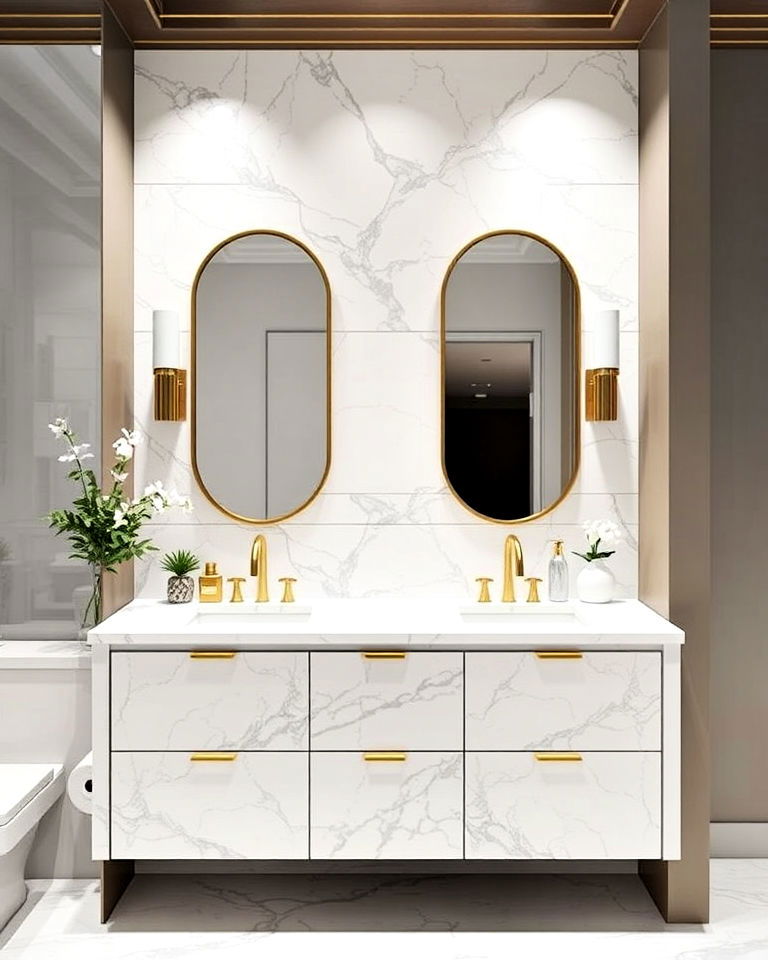 versatile marble accents for timeless appeal - 30 Transitional Bathroom Ideas