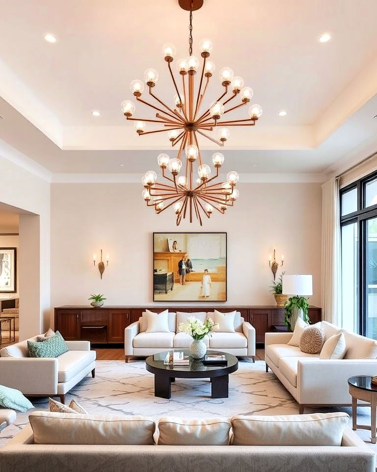 versatile multi light chandelier - 30 Living Room Chandelier Ideas