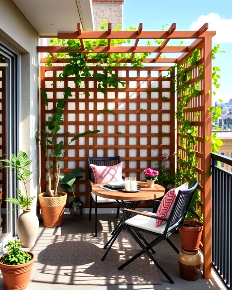 versatile privacy with folding trellis - 20 Balcony Trellis Ideas