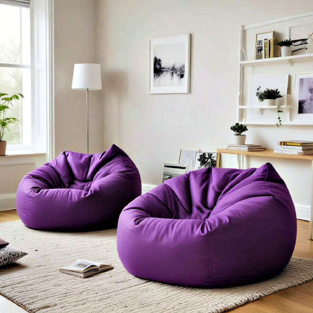versatile purple bean bags - 25 Purple Living Room Ideas