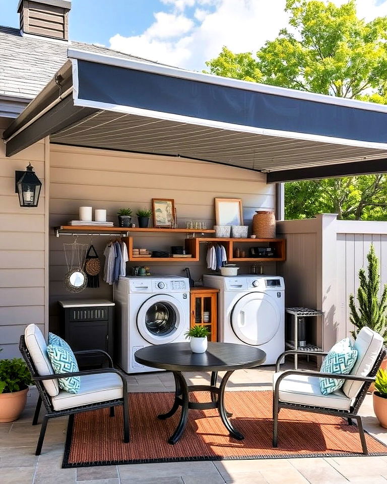 versatile retractable roof for laundry area - 30 Outdoor Laundry Room Ideas
