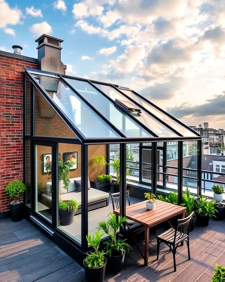 versatile rooftop glasshouse - 30 Residential Rooftop Design Ideas
