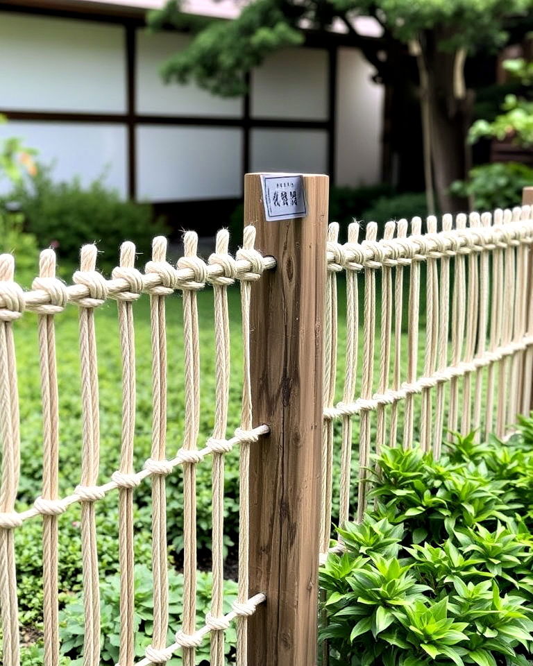 versatile rope and wood fence - 40 Japanese Fence Ideas