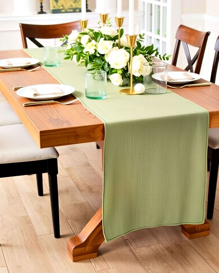 versatile sage green table runner - 25 Sage Green Dining Room Ideas