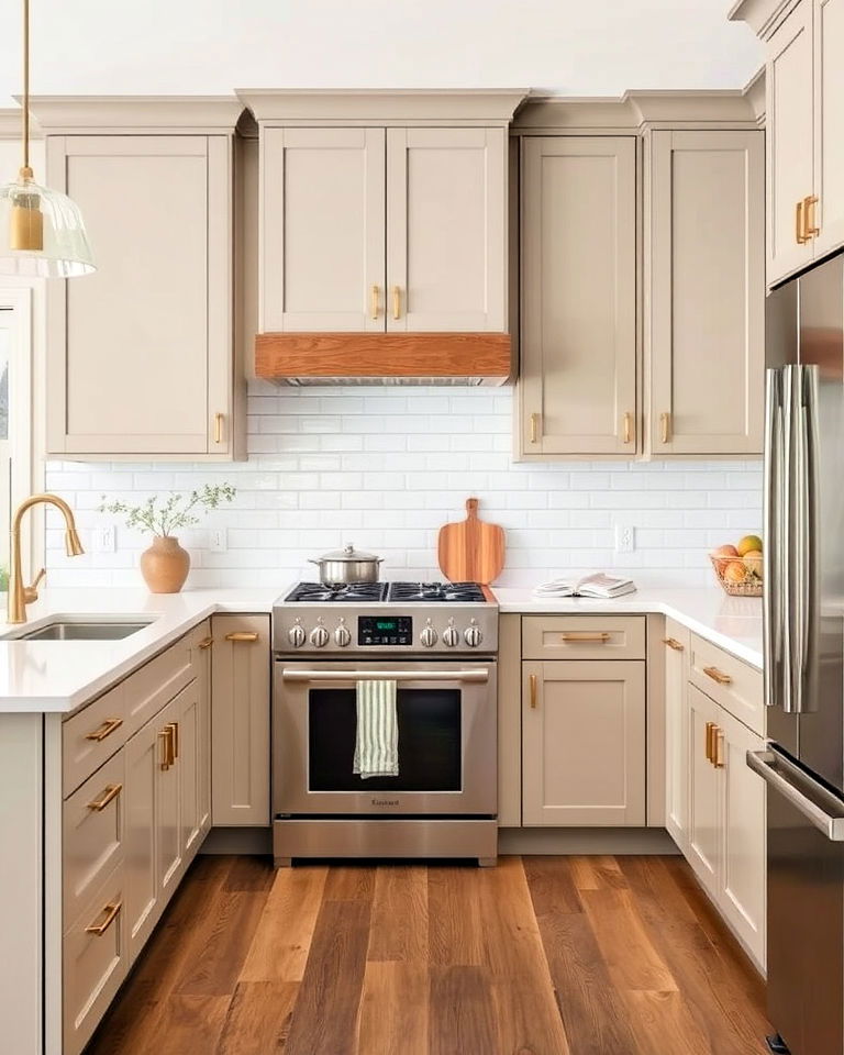 versatile soft taupe cabinets - 40 Kitchen Cabinet Color Ideas