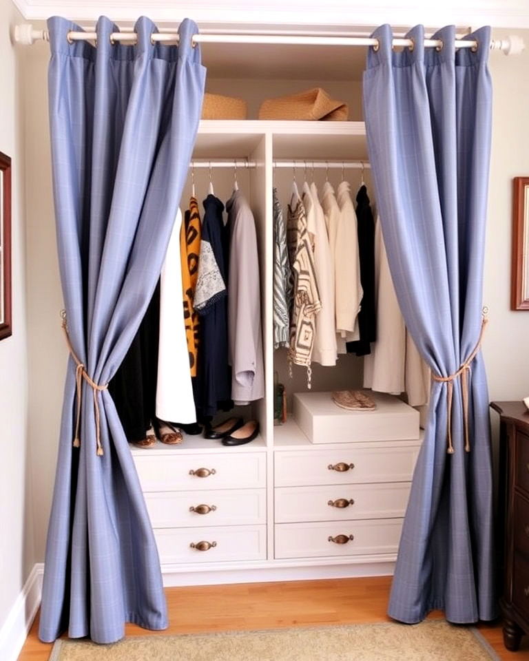 versatile tieback curtains - 30 Closet Curtain Ideas