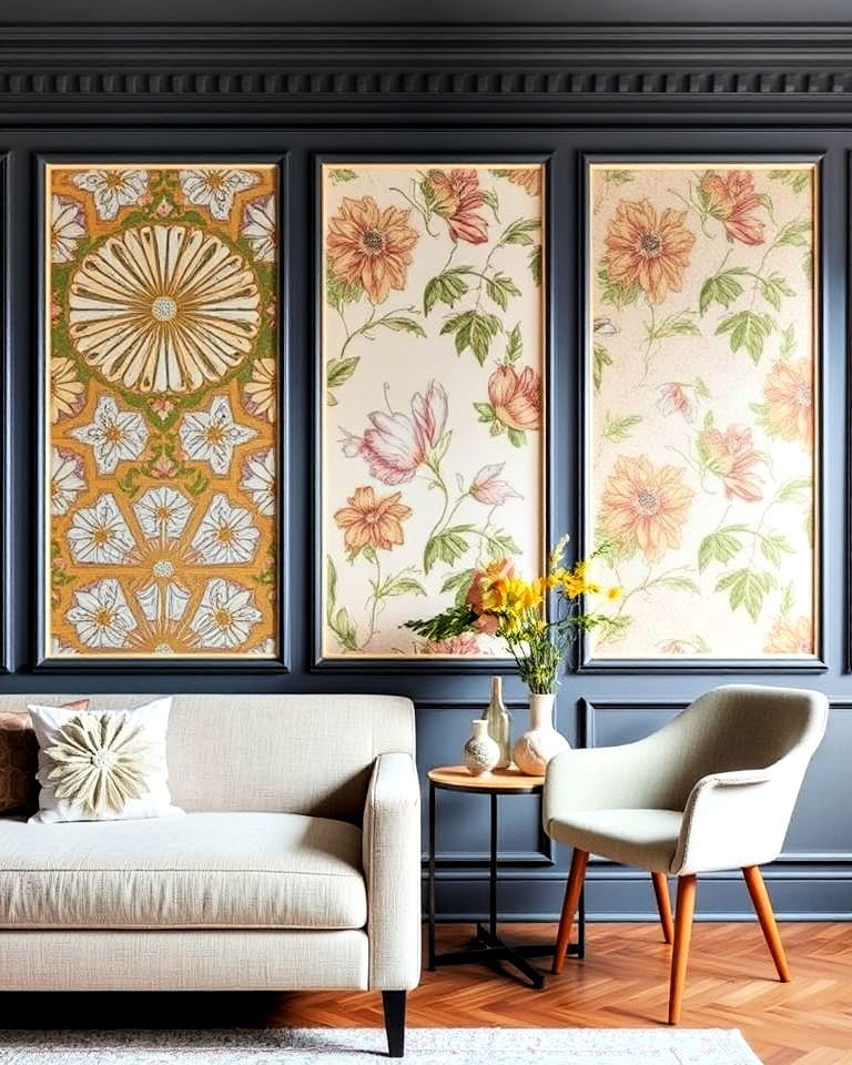 versatile wallpapered wall panels - 40 Wall Paneling Ideas