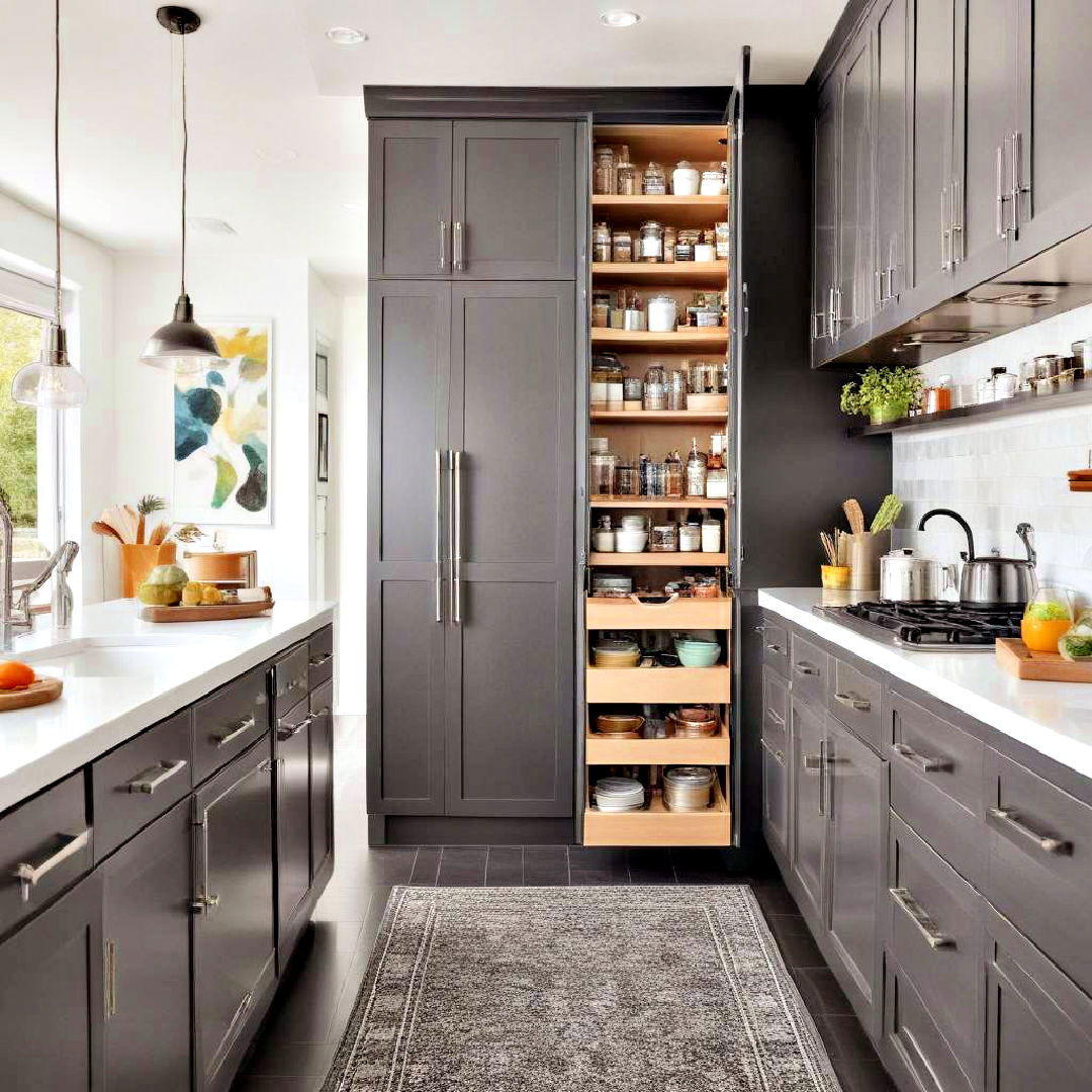 vertical cabinets - 40 Galley Kitchen Ideas