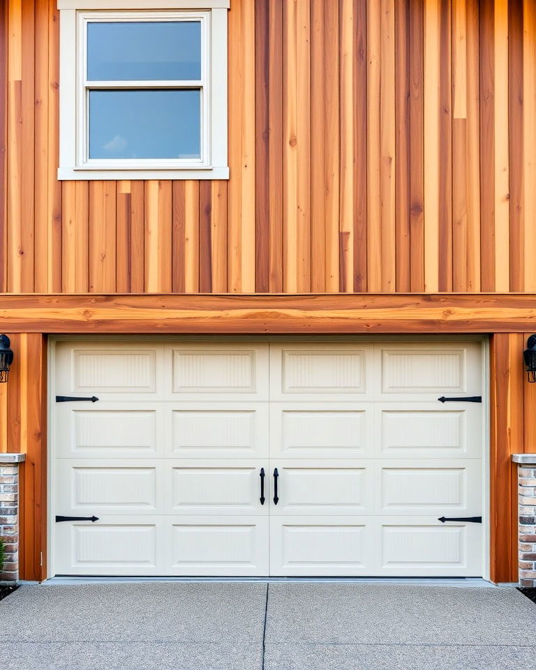 vertical cedar trim for elegant look - 20 Exterior Garage Door Trim Ideas