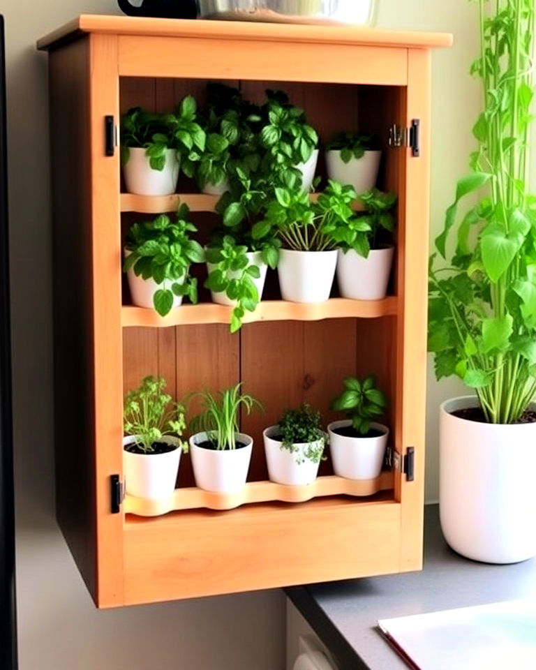 vertical herb garden in cabinet - 40 Vertical Garden Ideas