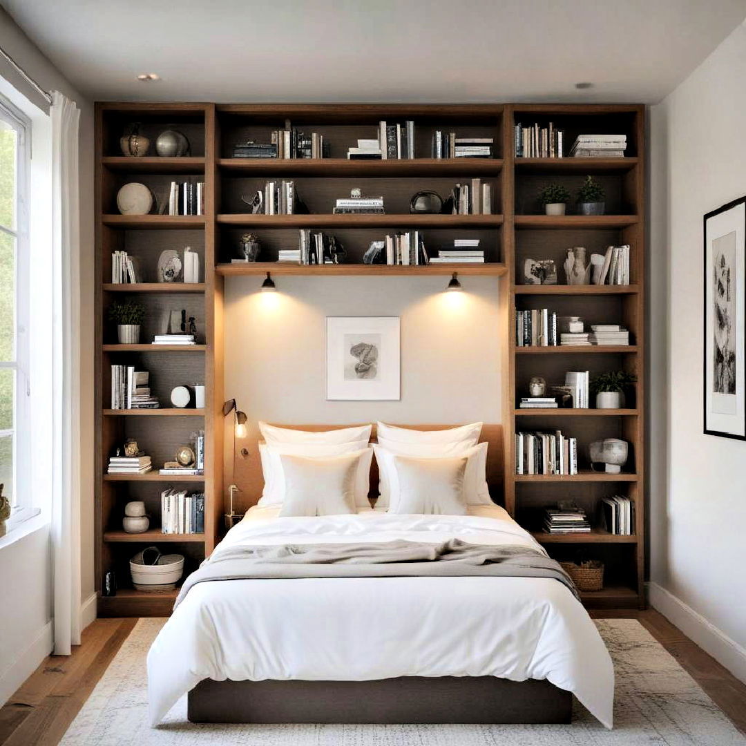 vertical storage units - 25 Small Guest Bedroom Ideas