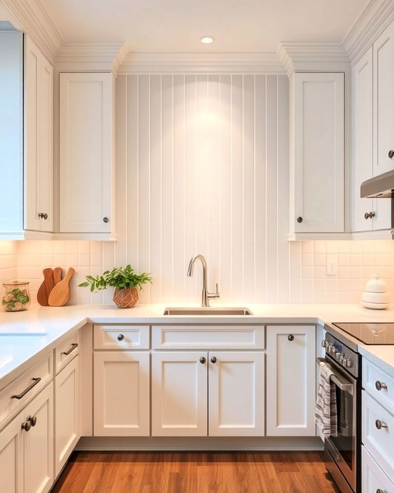 vertical tile backsplash for white cabinets - 40 Kitchen Backsplash Ideas for White Cabinets