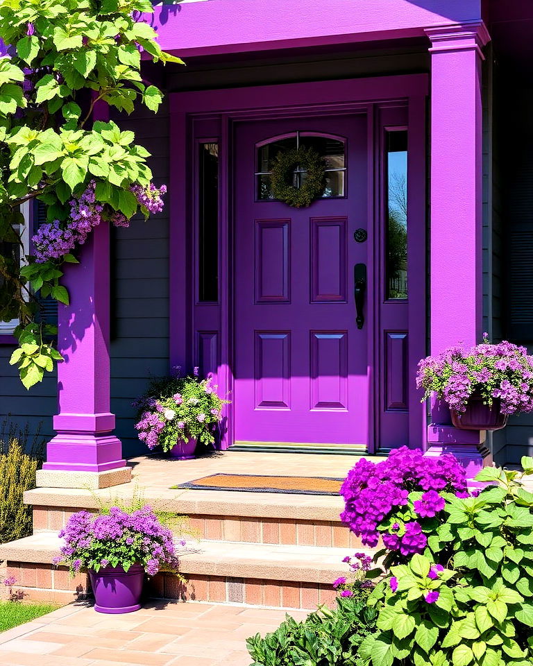 vibrant impact with grape tones - 20 Purple Front Door Ideas