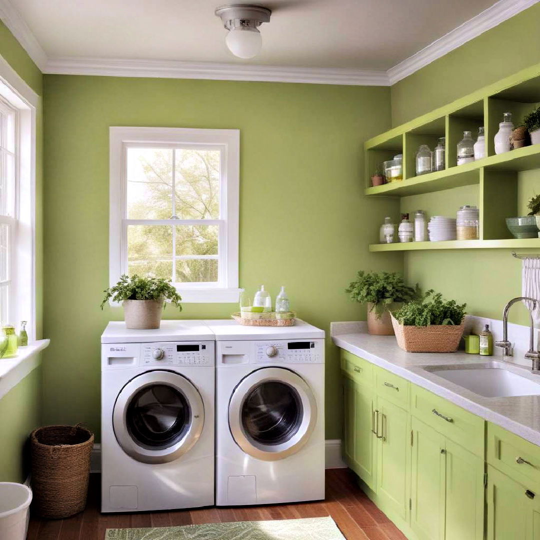 vibrant lime green paint - 25 Laundry Room Paint Ideas