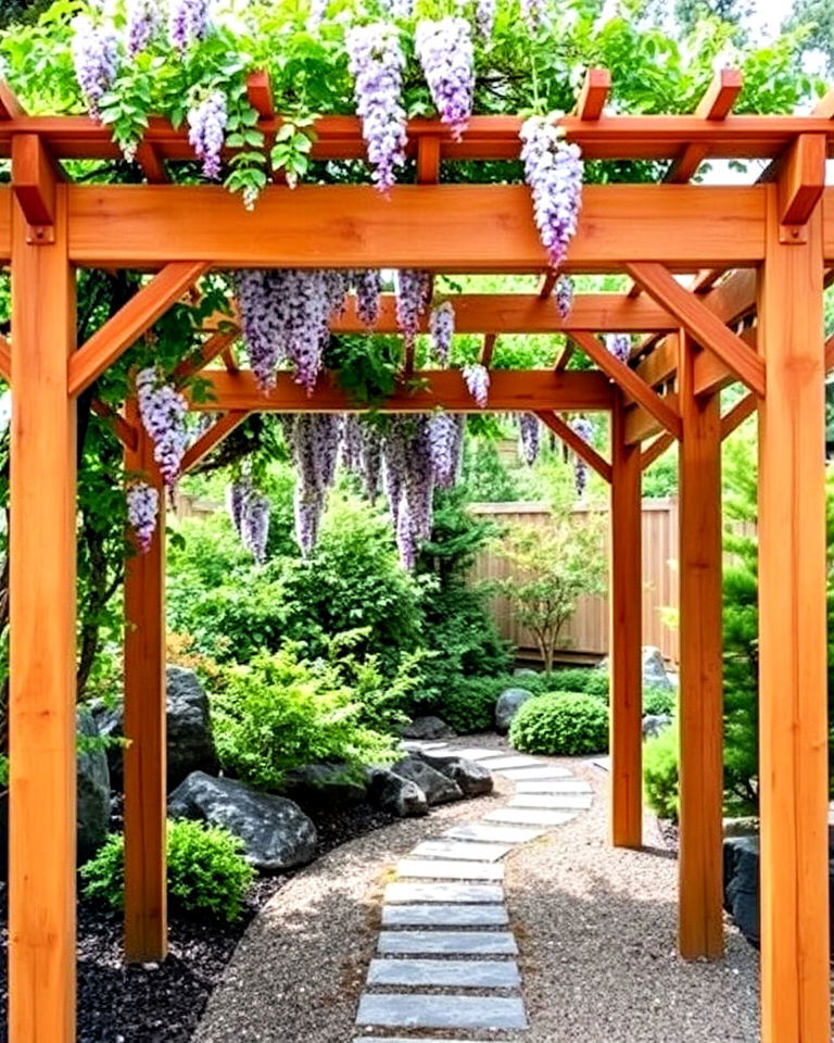 vibrant wooden arbor design - 40 Japanese Garden Ideas