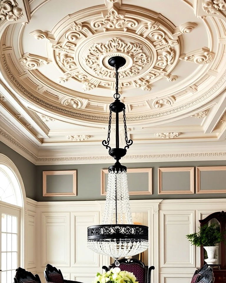 victorian dining room with ceiling details - 25 Victorian Dining Room Ideas