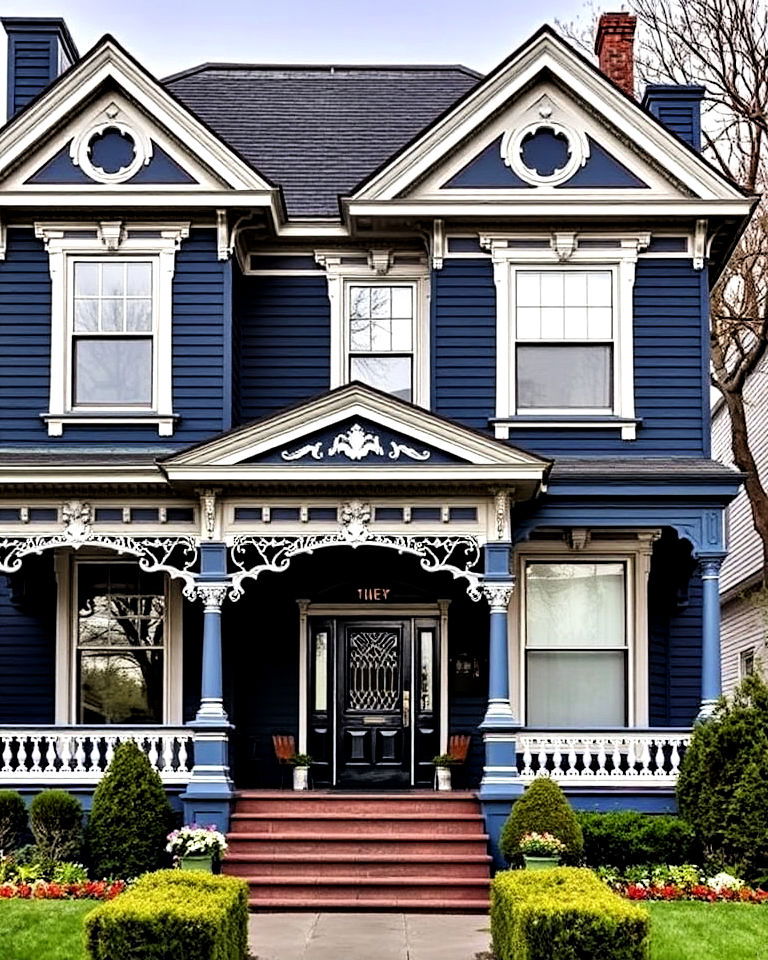 victorian home with midnight blue color - 15 Blue Victorian House Colors