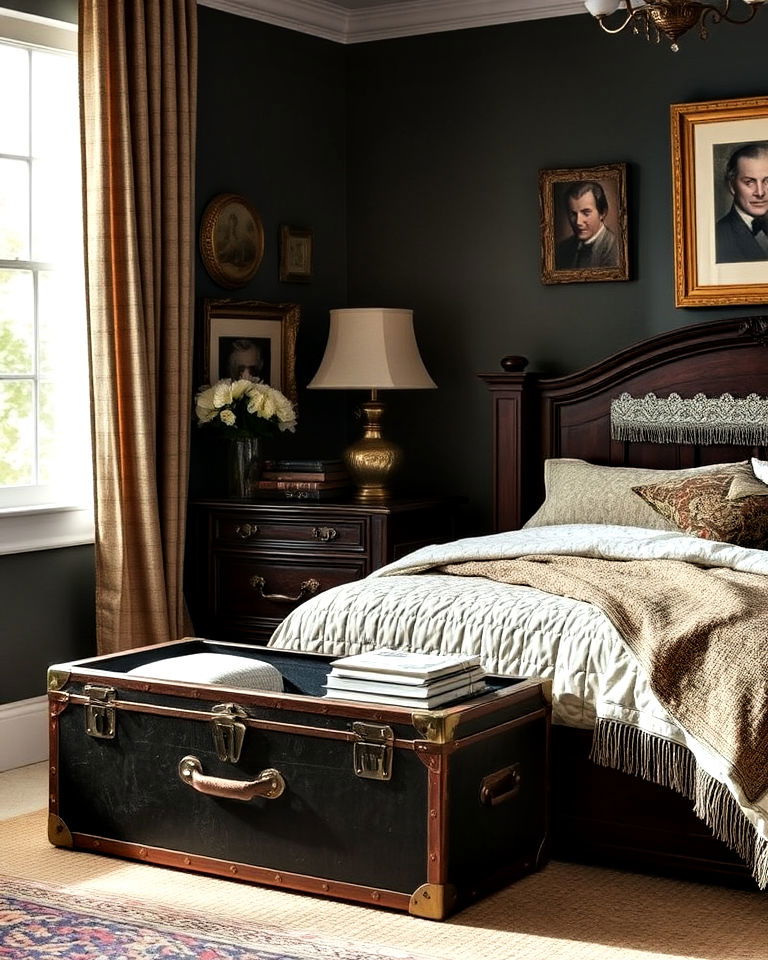 victorian inspired antique steamer trunk - 15 Steampunk Bedroom Ideas