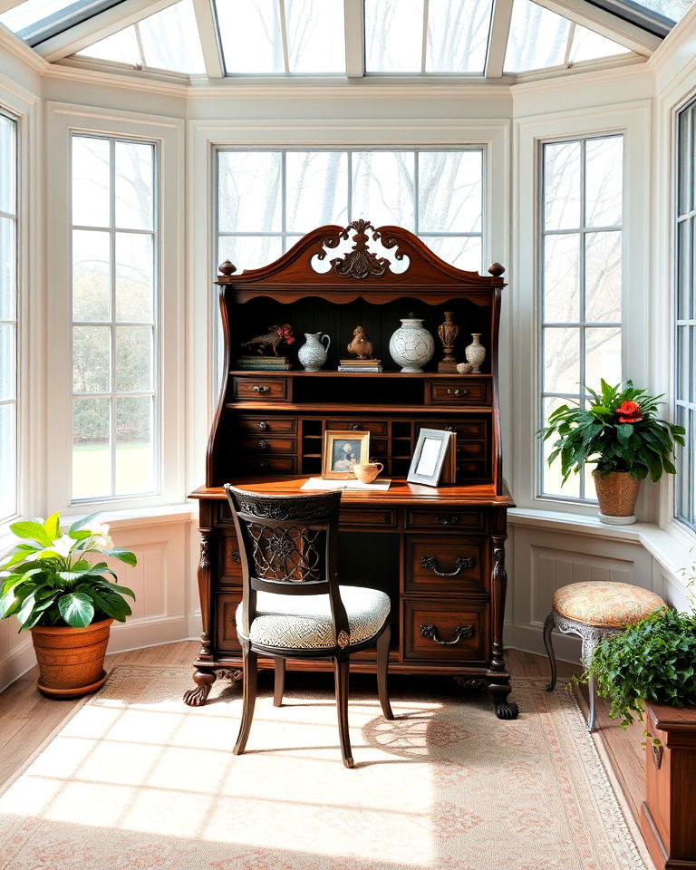 victorian secretary desk for sunroom - 25 Victorian Sunroom Ideas