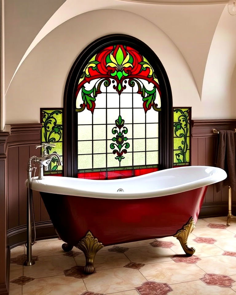 victorian style stained glass design - 20 Stained Glass Bathtub Ideas