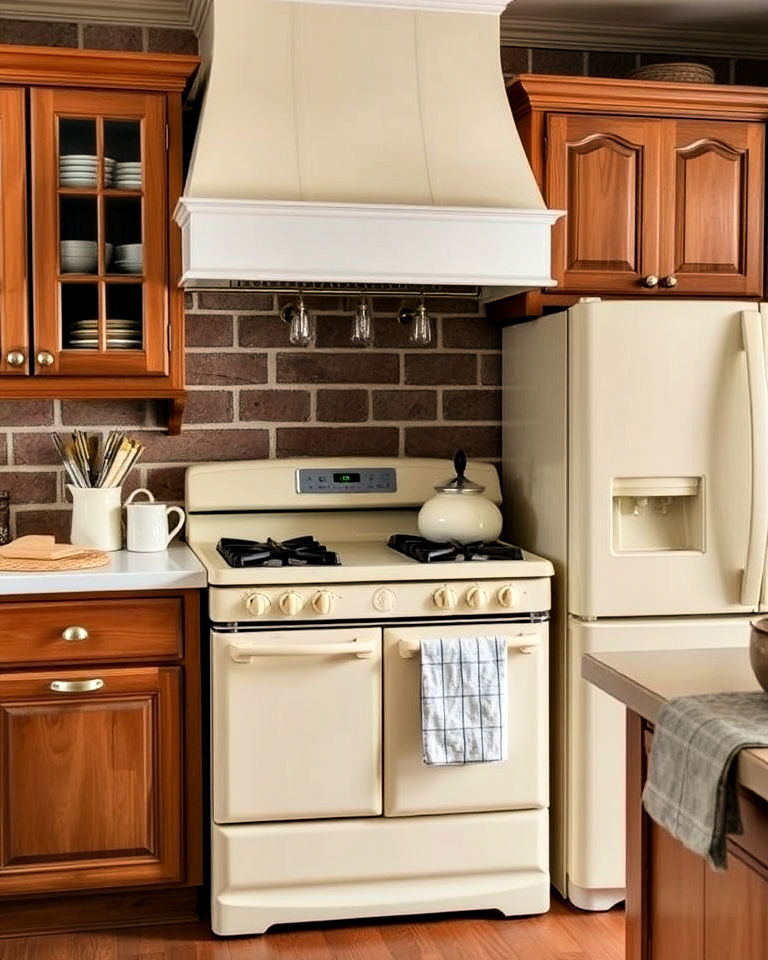 vintage appeal with classic cream appliances - 25 Kitchen With Colored Appliances Ideas