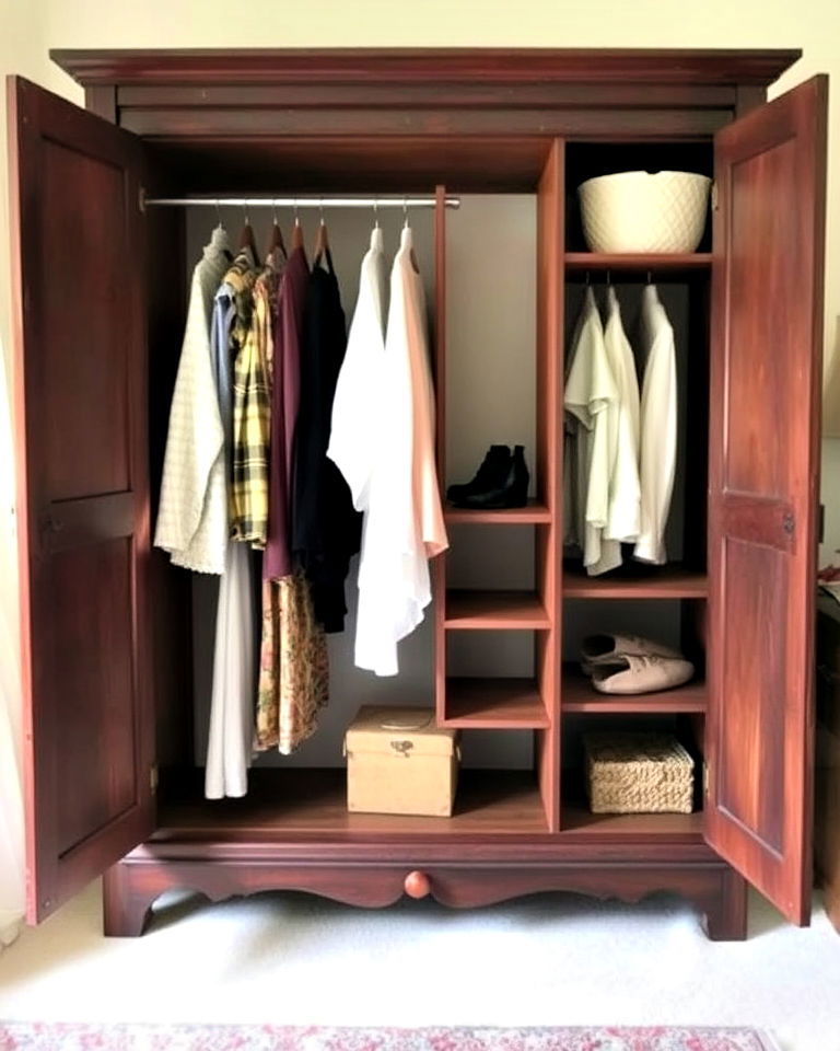 vintage armoire for closet - 30 Open Closet Ideas