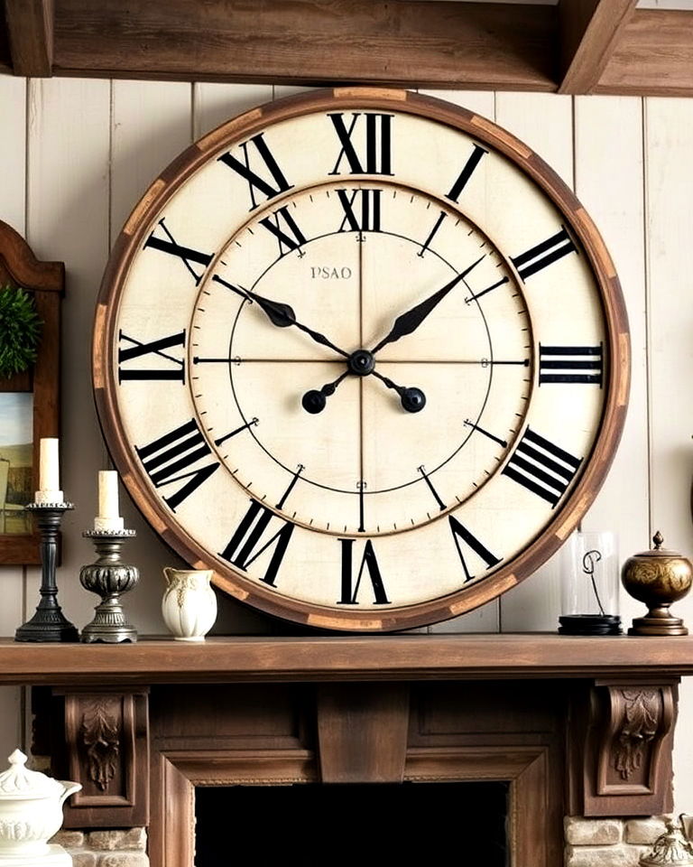 vintage clock as statement piece - 30 French Country Decor Ideas