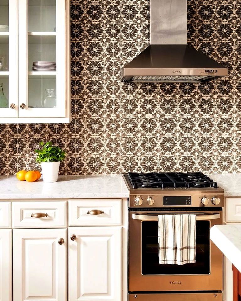 vintage inspired antique tin tiles backsplash - 40 Kitchen Backsplash Ideas for White Cabinets