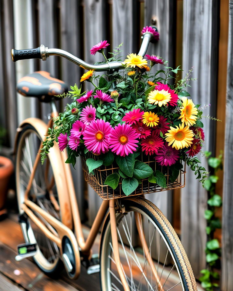 vintage inspired bicycle basket planter - 40 Fall Planter Ideas